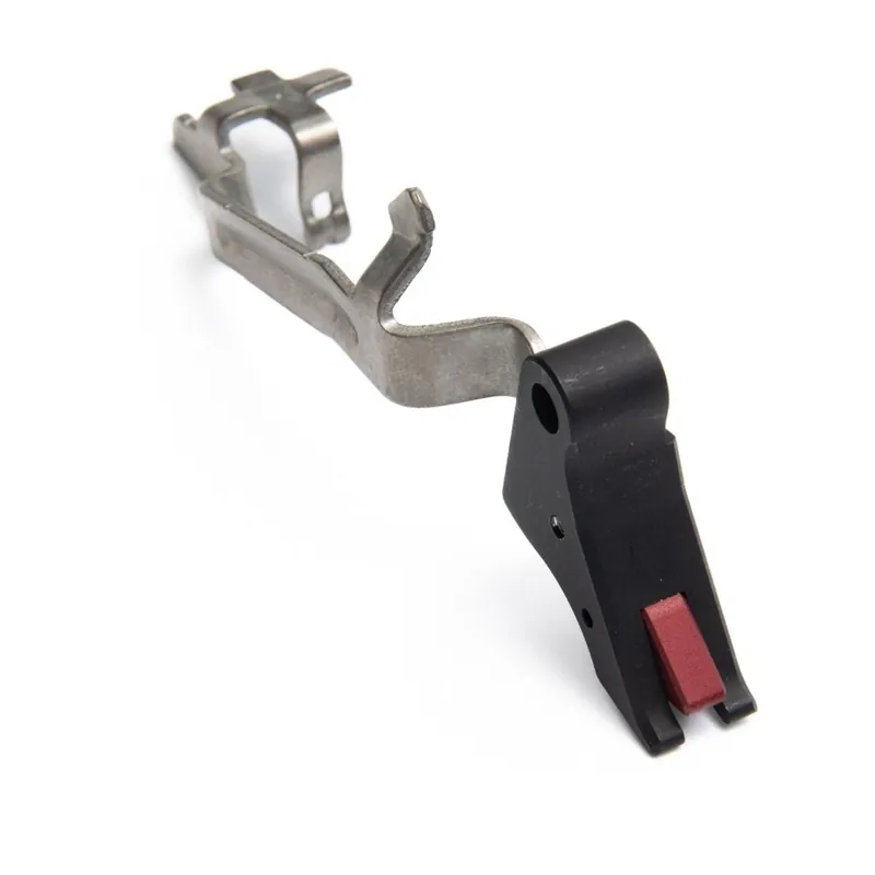 TRIGGER ASSEMBLY, PERFORMANCE, GLOCK, GEN 3/4, FLAT TRIGGER, BLACK/RED SAFETY