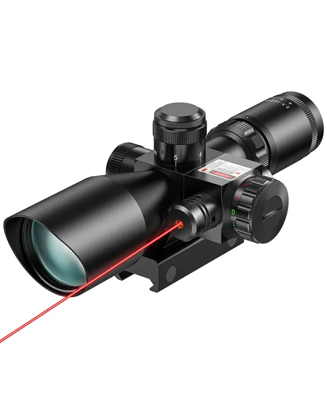CVLIFE FoxSpook 2.5-10×40 Mil-dot Tactical Rifle Scope with Red/Green Laser Combo