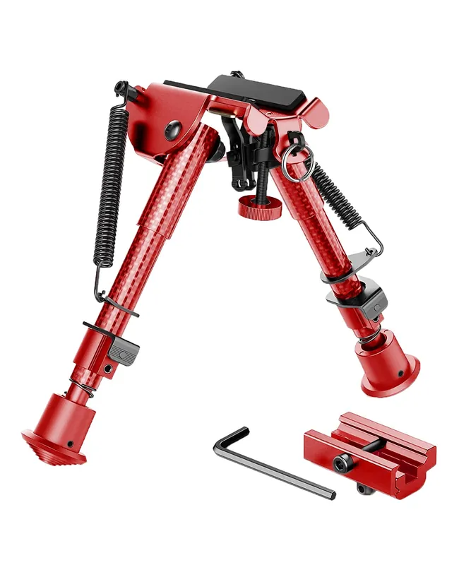 Cvlife 6-9 Inches Carbon Fiber Red Bipod Picatinny Bipod with Adapter – Global