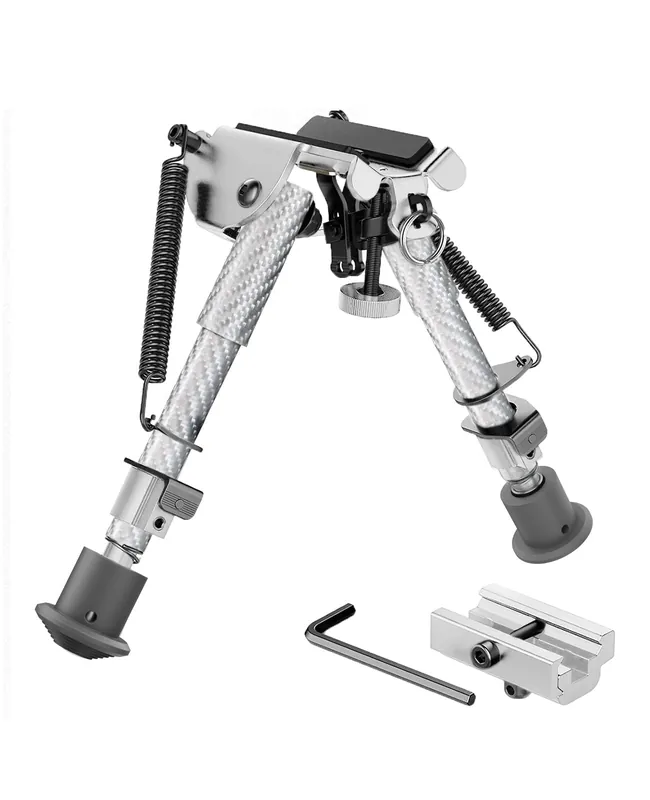 Cvlife 6-9 Inches Carbon Fiber Silver Bipod Picatinny Bipod with Adapter