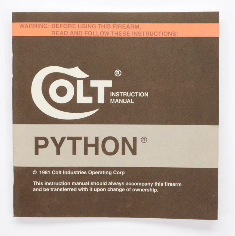 Colt 1981 Colt Python Instruction Manual MPN 94853