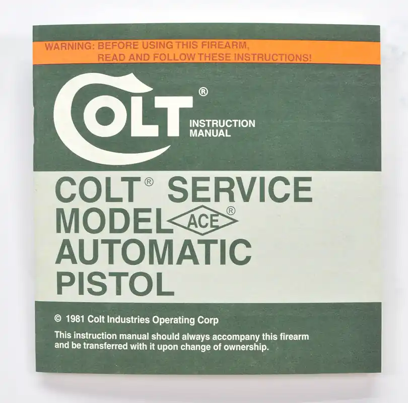 Colt 1981 Service Model Ace Automatic Pistol Instruction Manual MPN 94865A