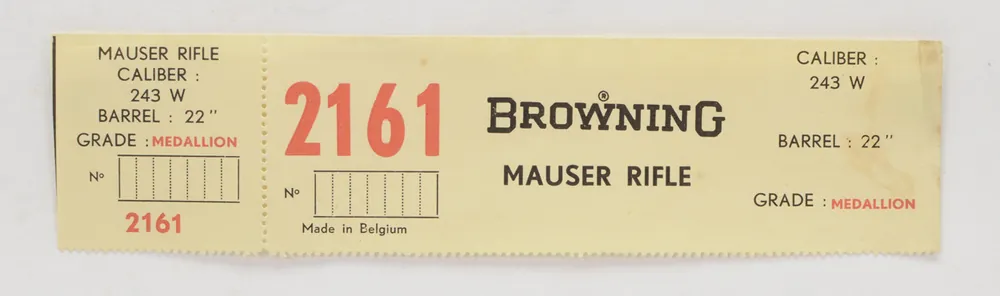 Browning Belgium Medallion .243 Win. 22 Inch Barrel. Factory Box Label. New Original. 2161..