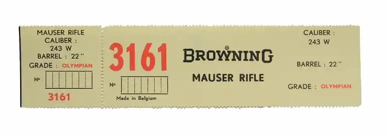 Browning Belgium Olympian .243 Win Mauser Rifle 22 Inch Barrel. Factory Box Label. New Original. 31..
