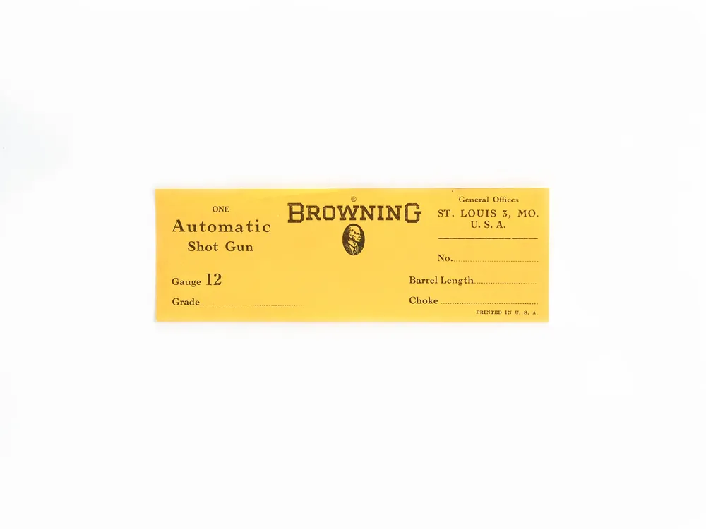 Vintage Browning 12 Gauge Shotgun Box Label