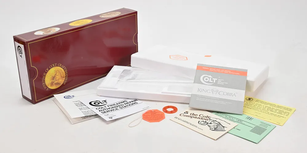 Colt King Cobra 1985-89 6-8 Inch 150 Yr Anniversary (No Date) Maroon Box And Paperwork. Brand New
