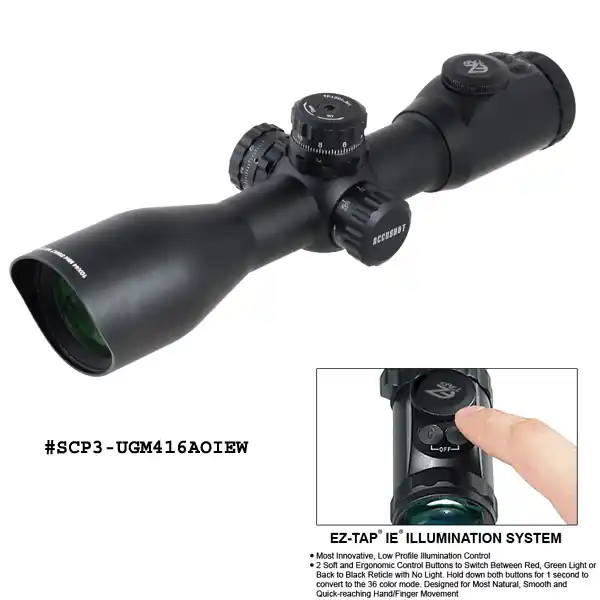 UTG 4-16X44 30mm Compact Scope, AO, 36-color Glass Mil-dot w/Rings