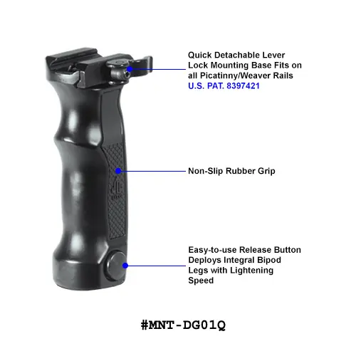 UTG Combat D Grip with Quick Release Deployable Bipod
