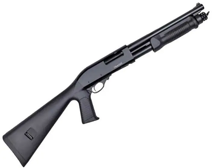 Akkar Churchill 612 Pump Action Shotgun – 12Ga, 3″, 12″, Matte Black, Pistol Grip Synthetic Stock, 4rds, Rifle Front Sight, Fixed Cylinder