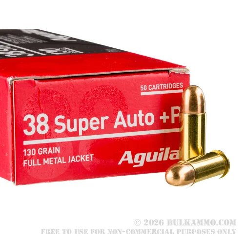 1000 Rounds of .38 Super Ammo by Aguila - 130gr FMJ