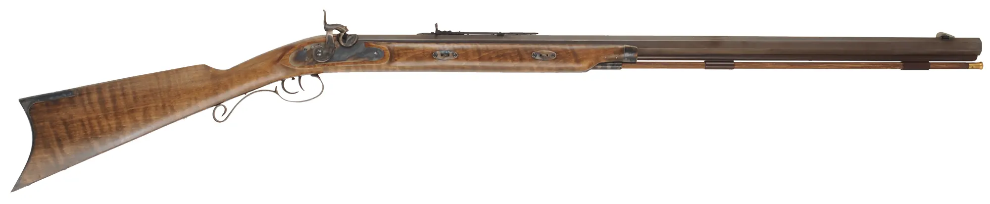 Rocky Mountain Hawken Rifle,.54 caliber, 34" barrel,percussion, curly maple, color case hardened iron, used, by Davide Pedersoli