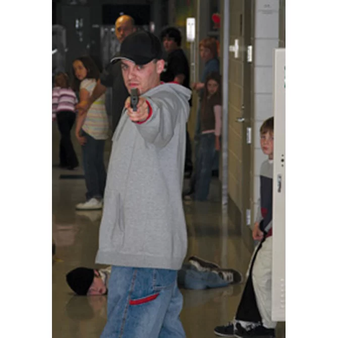 Action Target, Man with Gun in School Hallway, Split Second Target