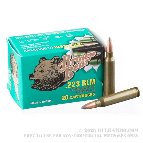 500Rounds of .223 Ammo by Brown Bear - 62gr SP