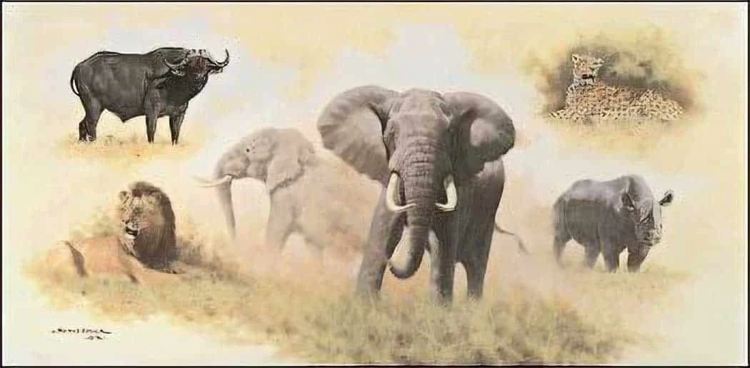 The African Big-5 – 16-1/2in x 33-1/2in
