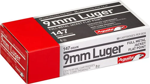 Aguila 1E097719 Target & Range Full Metal Jacket Flat Point147 Grain 9mm Luger/Parabellum