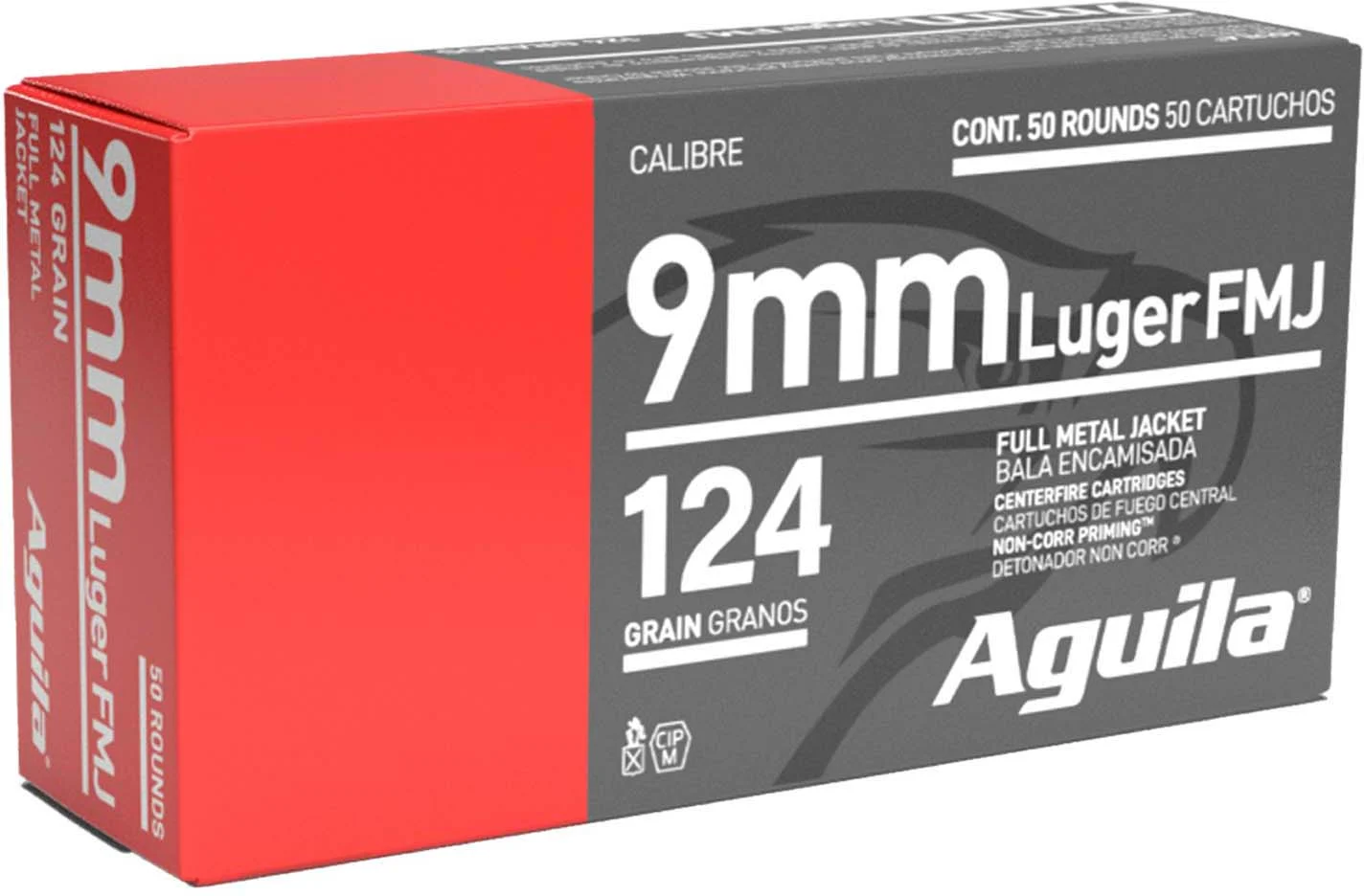 Aguila Ammunition 9mm Luger 124 Grain Full Metal Jacket Brass Case Pistol Ammunition