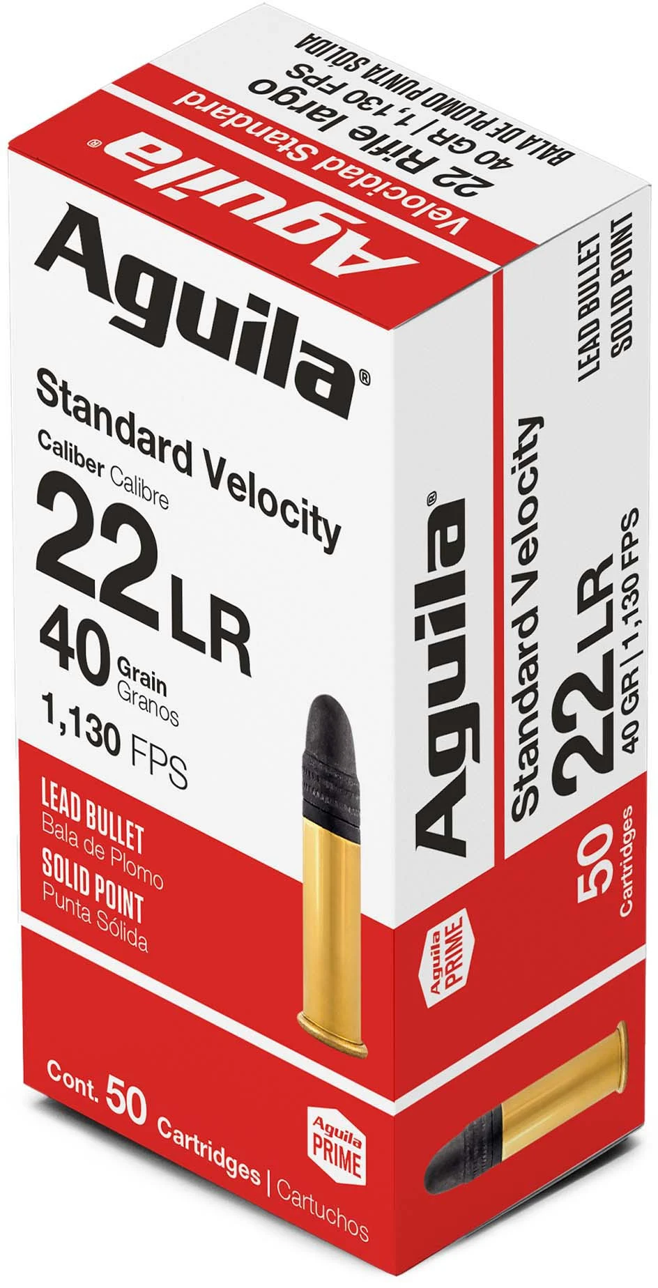 Aguila Ammunition Standard .22 Long Rifle 40 Grain Solid Point Brass Cased Ammunition