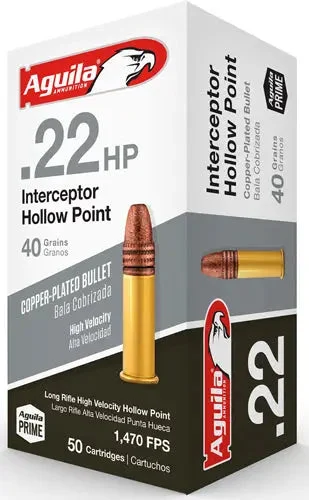 AGUILA INTERCEPTOR 22LR 40GR LEAD-HP 1000RD CASE