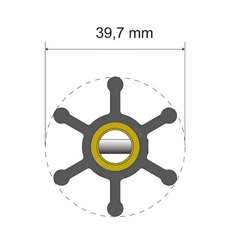 Albin Group Premium Impeller Kit – 39.7 x 9.5 x 19.2mm – 6 Blade – Pin Insert [06-01-003]