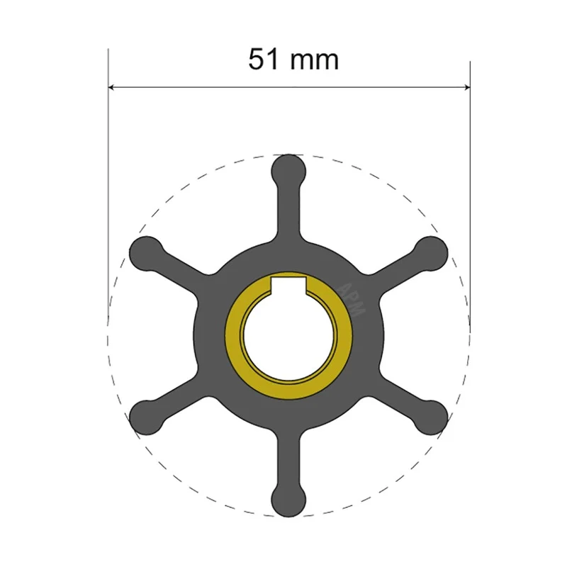 Albin Group Premium Impeller Kit – 51 x 12.7 x 22mm – 6 Blade – Key Insert [06-01-007]