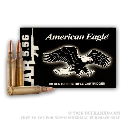 900 Rounds of XM193 5.56x45 Ammo by Federal - 55gr FMJBT - Stripper Clips