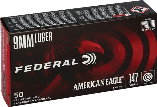 American Eagle AE9FP Subsonic Full Metal Jacket Flat Point147 Grain 9mm Luger/Parabellum
