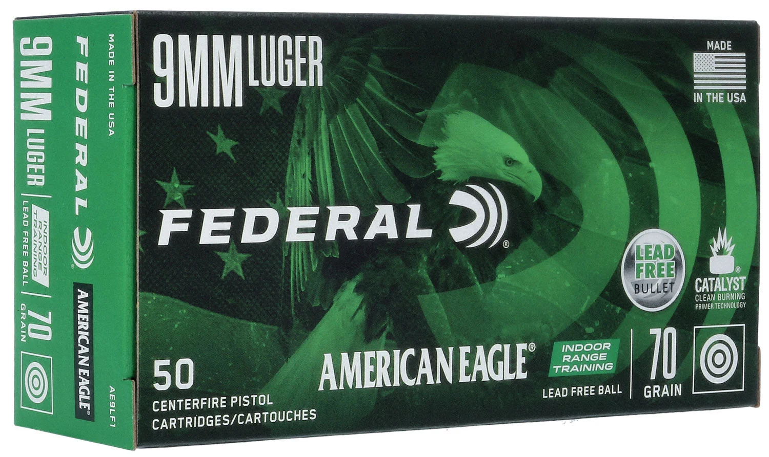American Eagle AE9LF1 IRT Training Lead-Free IRT70 Grain 9mm Luger/Parabellum