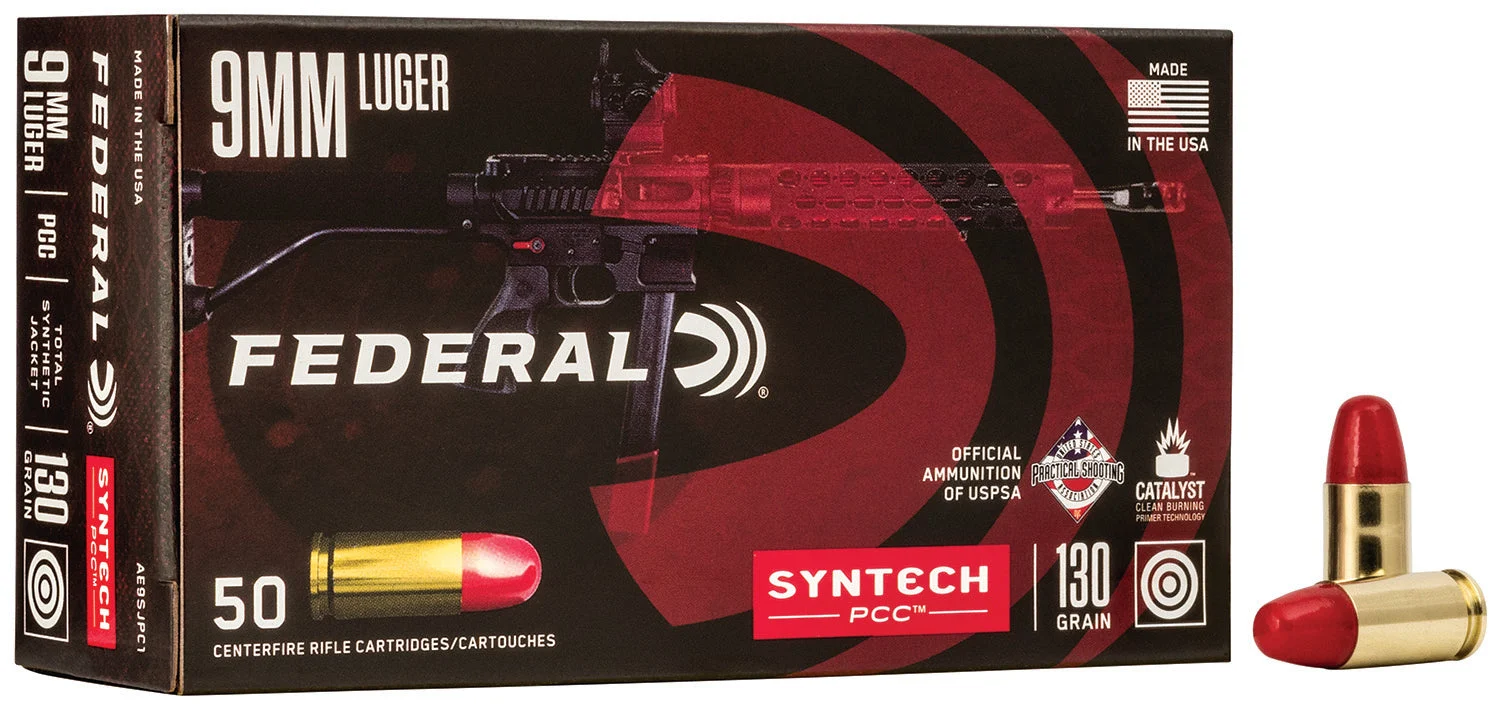 American Eagle AE9SJPC1Syntech PCC Total Syntech Jacket Flat Nose130 Grain 9mm Luger/Parabellum