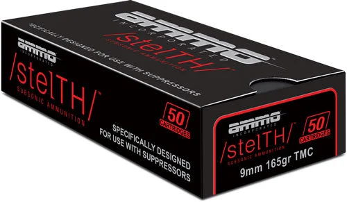 Ammo Inc 9165TMCSTL stelTH Total Metal Case TMC 165 Grain 9mm Luger/Parabellum