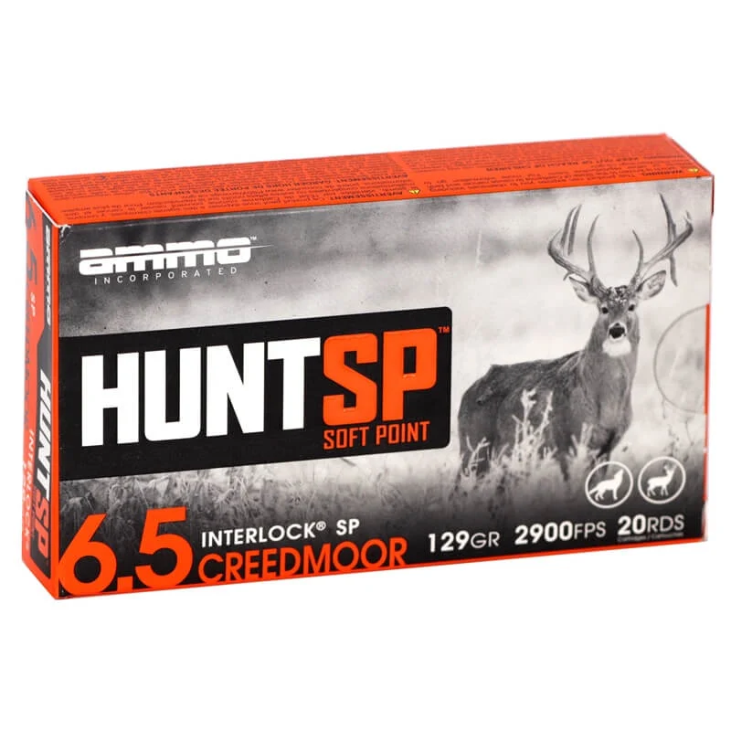 Ammo Inc Hunt 6.5 Creedmoor 129 GR SP Ammo