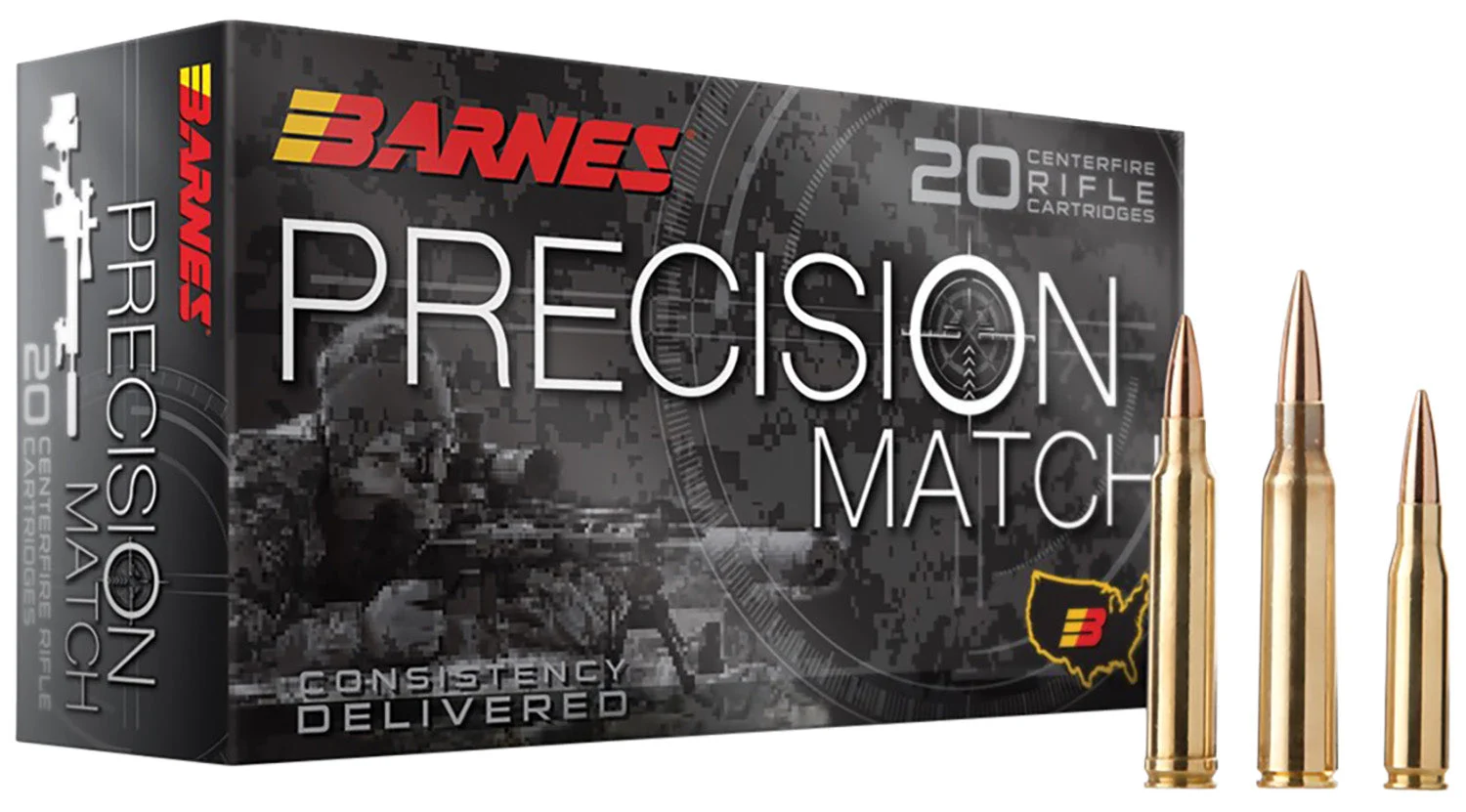 Barnes 30819 Precision Match Burner Open Tip Match Boat Tail145 Grain 6.5 PRC