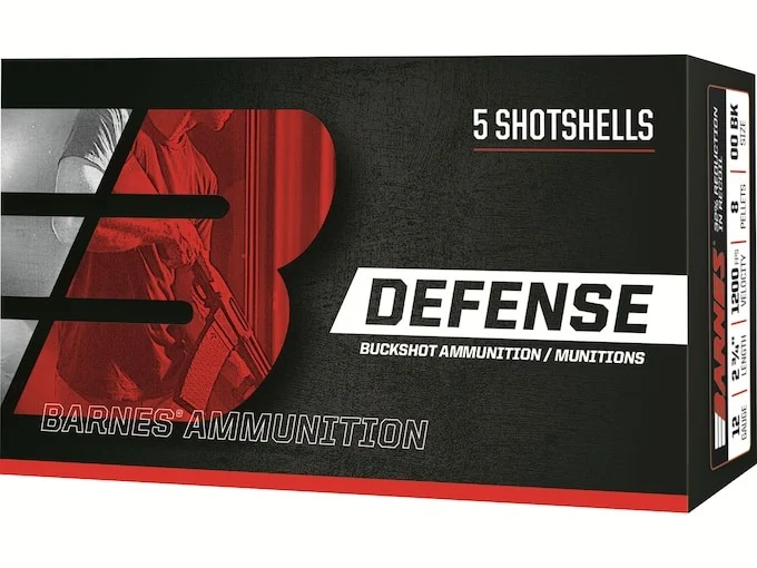 Barnes Defense Ammunition 12 Gauge 2-3/4″ 00 Buckshot 8 Pellets Box of 5