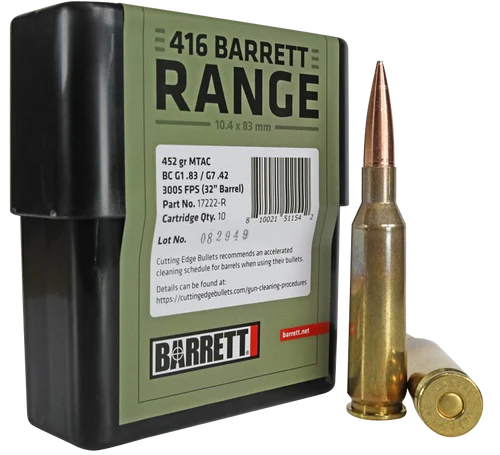 Barrett 416 Barrett Ammo, 450gr, Boat-Tail Hollow Point, 10rd Box