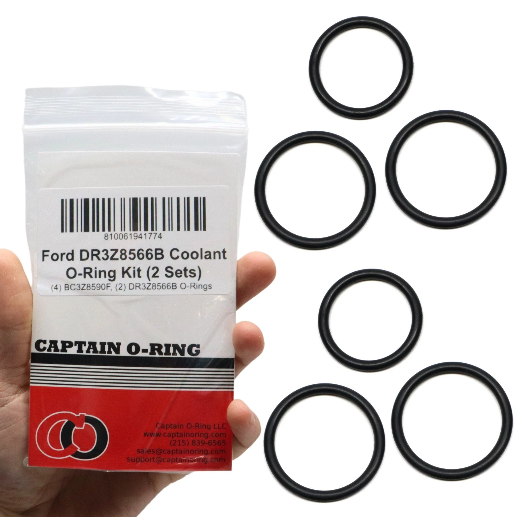 BC3Z8590F, DR3Z8566B O-Rings for Ford 3.5, 5.0, 6.7 Radiator Hose and T-Pipe Coolant (2 Sets, 6 O-Rings)