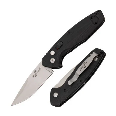 Bear & Son Bear Ops Bold Action X Auto OTS Folding Knife Black - 3in Drop Point Bead Blast Plain AUBRAC1000BP