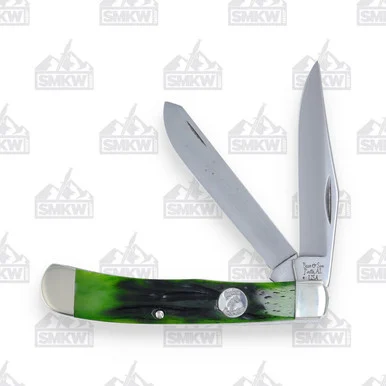 Bear & Son Hunter Green Stag Bone Large Trapper Folding Knife BRGSBC54