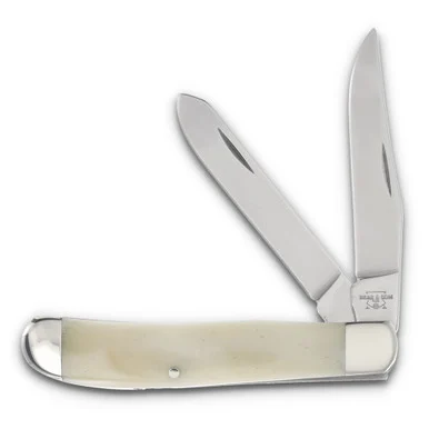 Bear & Son White Smooth Bone Mini Trapper Folding Knife BRWSB07