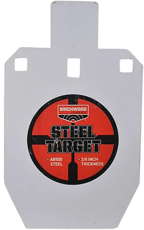 Birchwood Casey AR500 Gong, 1/3 IPSC Silhouette Target, Double Hang Hole, Powder Coat, White