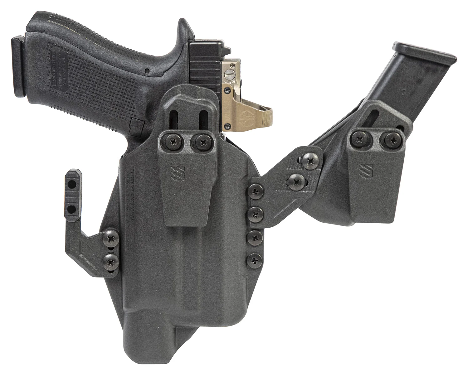 Blackhawk 416876BK StacheIWB Size 76 Black Polymer Belt Clip Compatible w/Glock 43X/48 w/SureFire XSC Ambidextrous