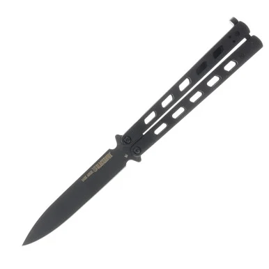 Blackhawk Dark Angel Black Butterfly Knife Spring Loaded Latch System BH15B100