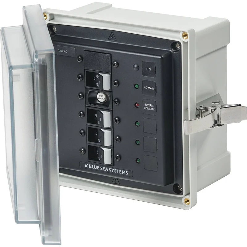 Blue Sea 3128 – SMS Panel Enclosure w/ELCI (30A)3 Branch (15A) – 120V AC [3128]