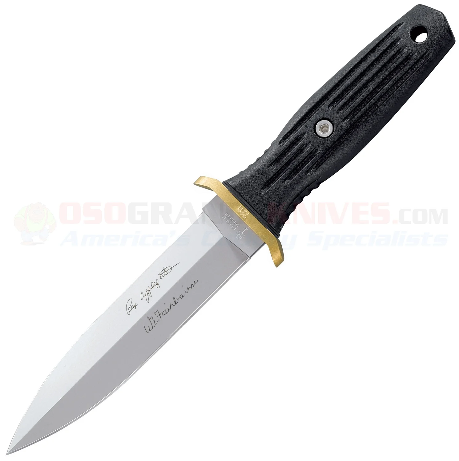 Boker Applegate-Fairbairn Combat Boot Knife Dagger Fixed (4.75 Inch Bead Blasted Double-Edge Blade) Black Delrin Handle + Kydex Sheath 120546