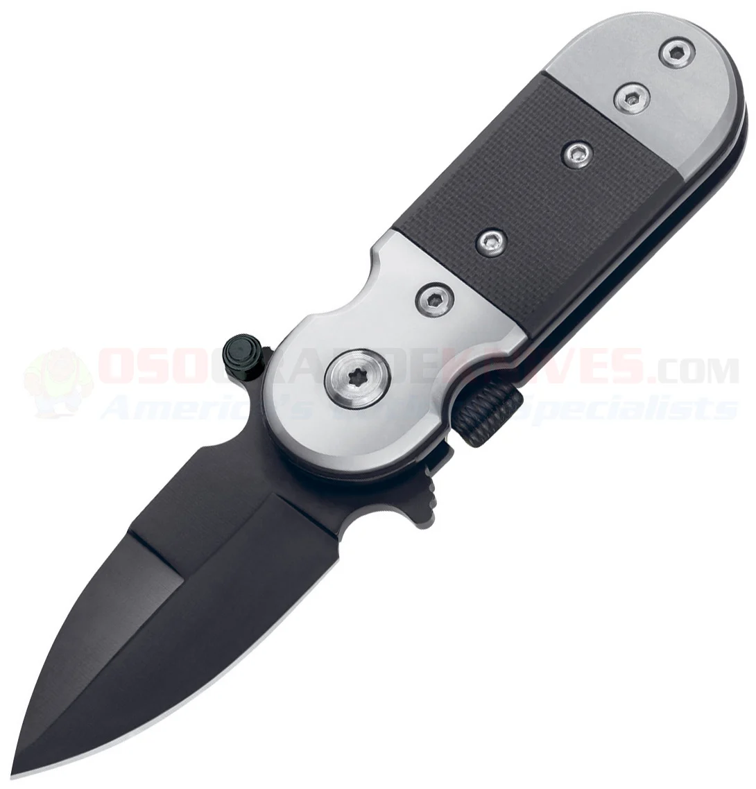 Boker Magnum Black Lightning Folding Knife (1.88 Inch 440 Spear Point Black Plain Blade) G10/Stainless Handle 01SC148N
