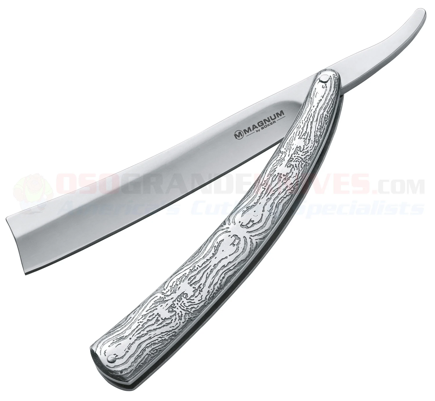 Boker Magnum Fleet Street Razor Straight Razor (4.875 Inch Satin Blade) Stainless Steel Handle 01LG242