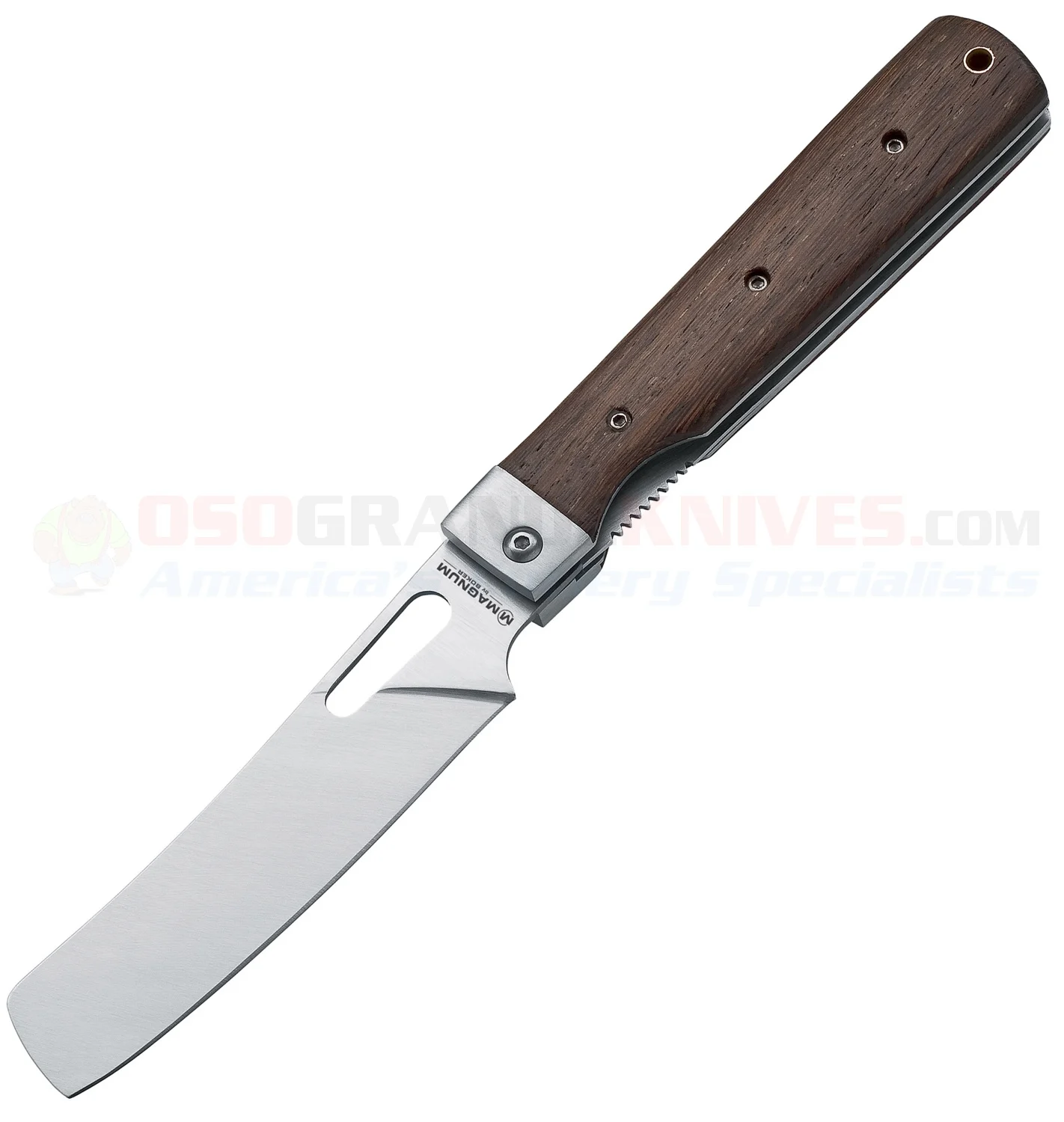 Boker Magnum Outdoor Cuisine III Folding Knife (4.75 Inch Nakiri Style Satin Plain Blade) Rosewood Handle 01MB432