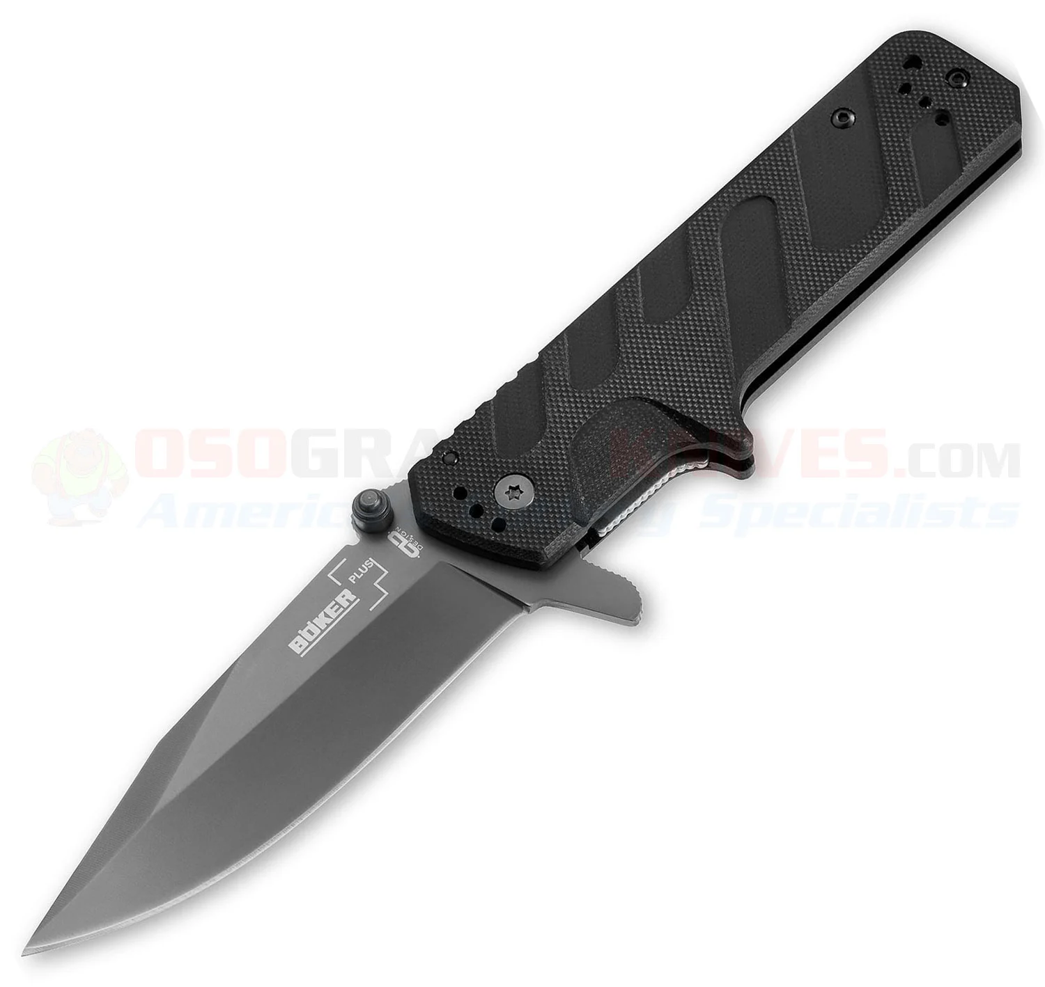 Boker Plus CLB Direkt Linerlock Folding Knife (3.52 Inch 440C Dark Gray Clip Point Plain Blade) Black G10 Handle 01BO570