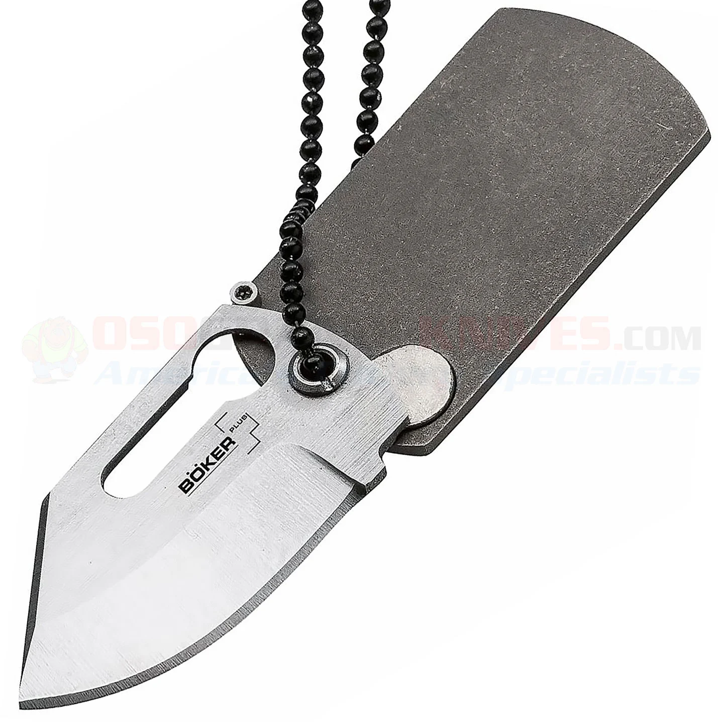 Boker Plus KTK Kubasek Dog Tag Folding Neck Knife (1.75 Inch Satin Chisel Ground Plain Blade) Titanium Handle 01BO210