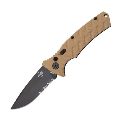 Boker Plus Strike Automatic Knife Partially Serrated Tan ABK448NSOI