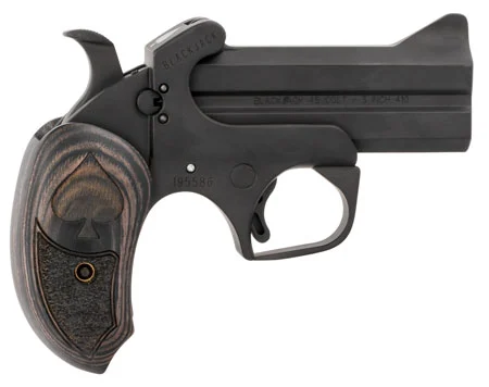 Bond Arms BABJ Black Jack45 Colt (LC) 410 Gauge 2rd Shot 3.50″ Black Black Steel Frame Black Ash Grips Features Silver Spade Above Hinge