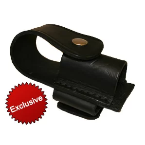 Boston Leather EXCLUSIVE Flashlight holder for Radio Strap and Suspenders, Vertical Mount